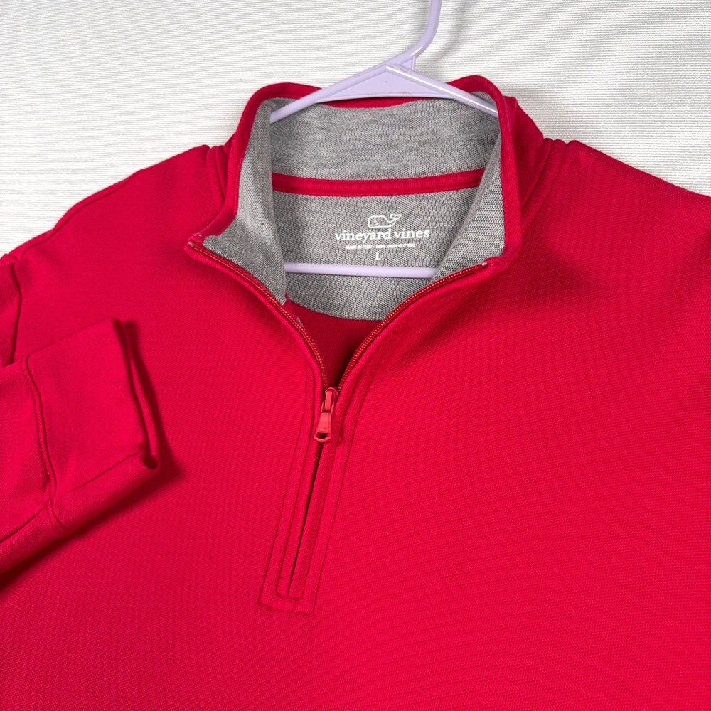 Vineyard Vines Saltwater Pima Cotton 1/4 Zip Pullover Mens Size L Red